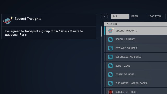 Starfield Second Thoughts Mission Description