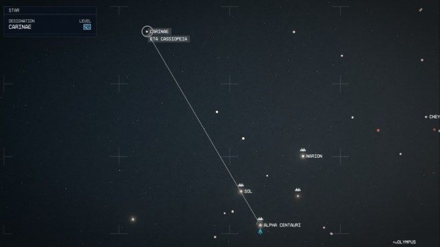 Trajectoire de vol Starfield Carinae