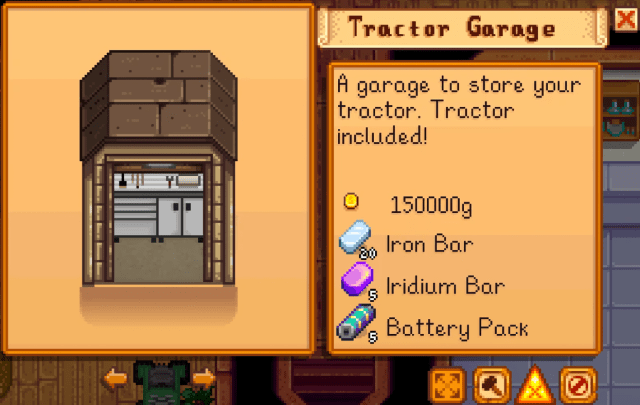 Exigences relatives à la construction d’un garage de tracteurs chez Robin’s à Stardew Valley