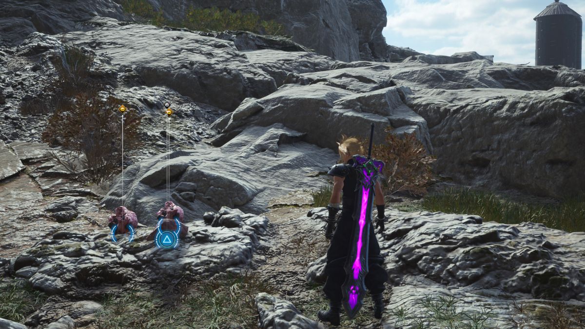 Capture d’écran de roches dorées dans Final Fantasy 7 Rebirth.