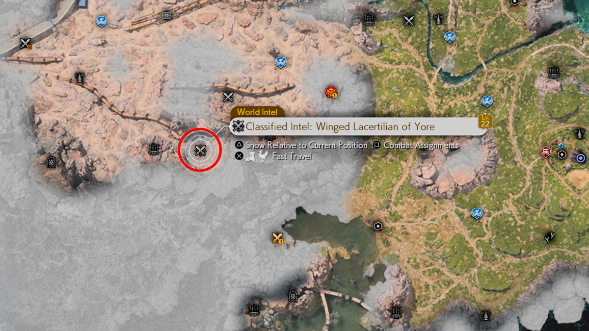 Capture d’écran de l’emplacement de la carte Classified Intel : Winged Lacertilian of Yore dans Final Fantasy 7 Rebirth.