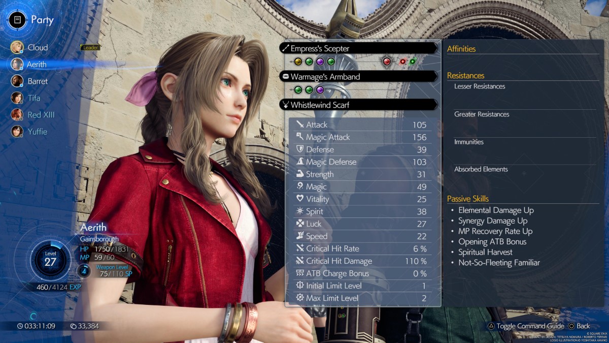 Final Fantasy VII Rebirth Build de début de partie pour Aerith