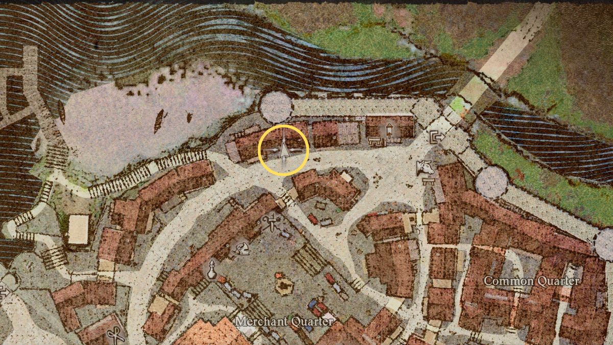 Capture d’écran de l’emplacement de l’échelle près du poste de garde de Vernworth dans Dragon’s Dogma 2.