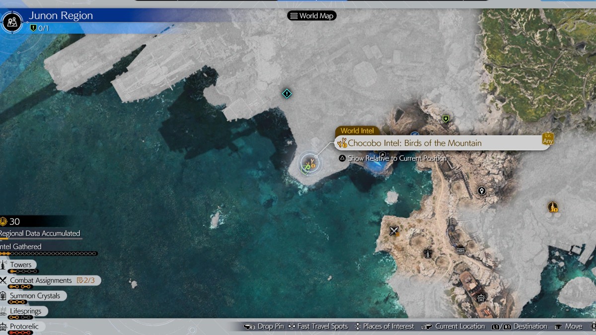 Carte de la région Juno de Chocobo dans Final Fantasy 7 Rebirth