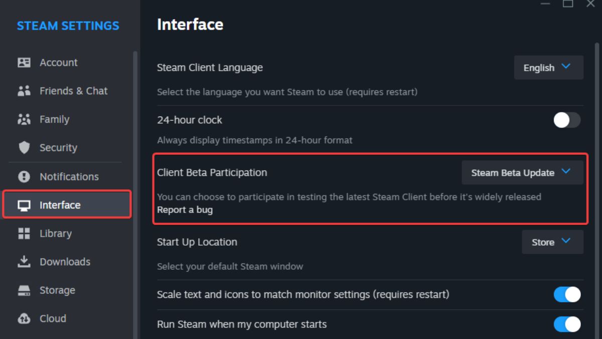 Participation à la bêta du client Steam