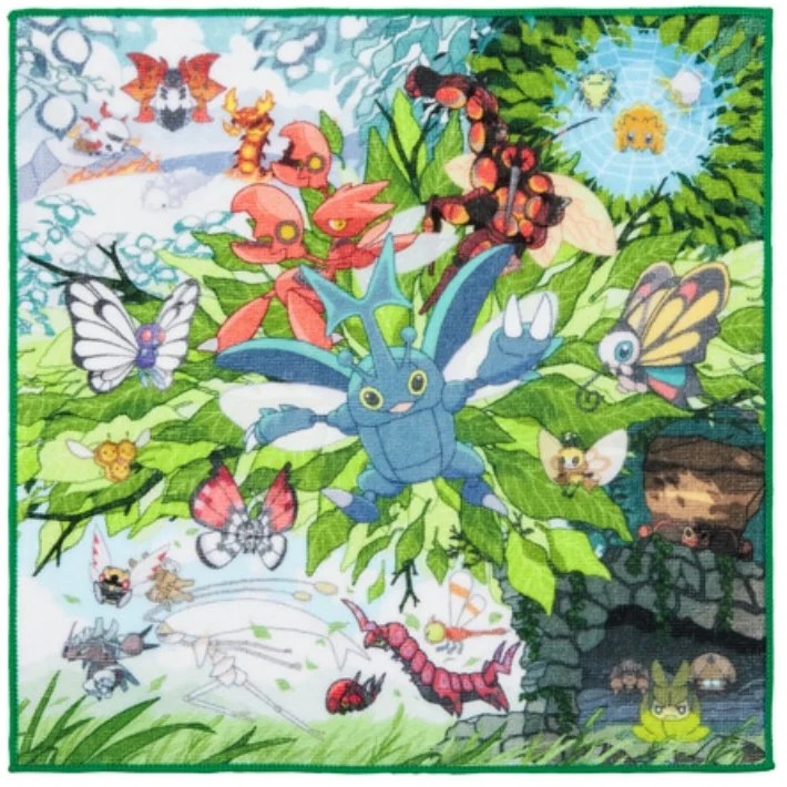 Une illustration mettant en vedette de nombreux Pokémon de type Insecte différents.
