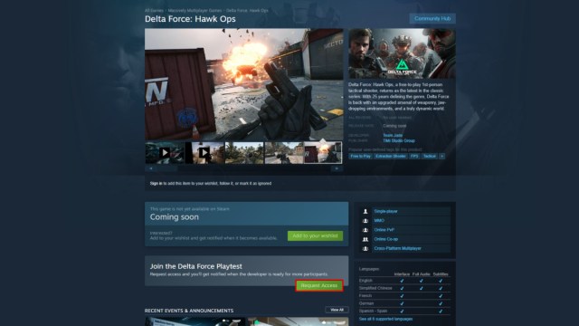 Comment acceder a Delta Force Hawk Ops Alpha Test