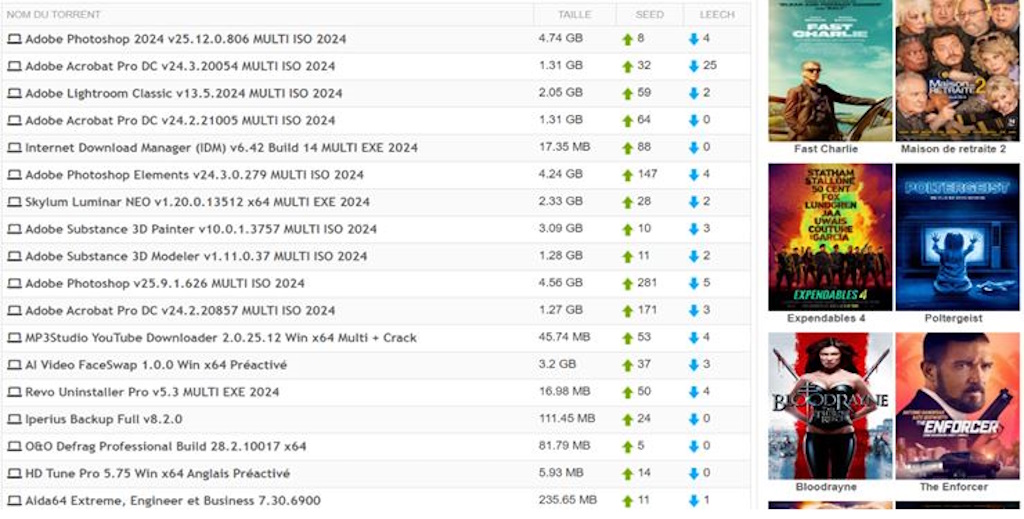 oxtorrent liste fichiers disponibles