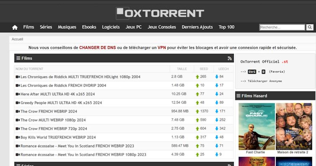 oxtorrent page accueil